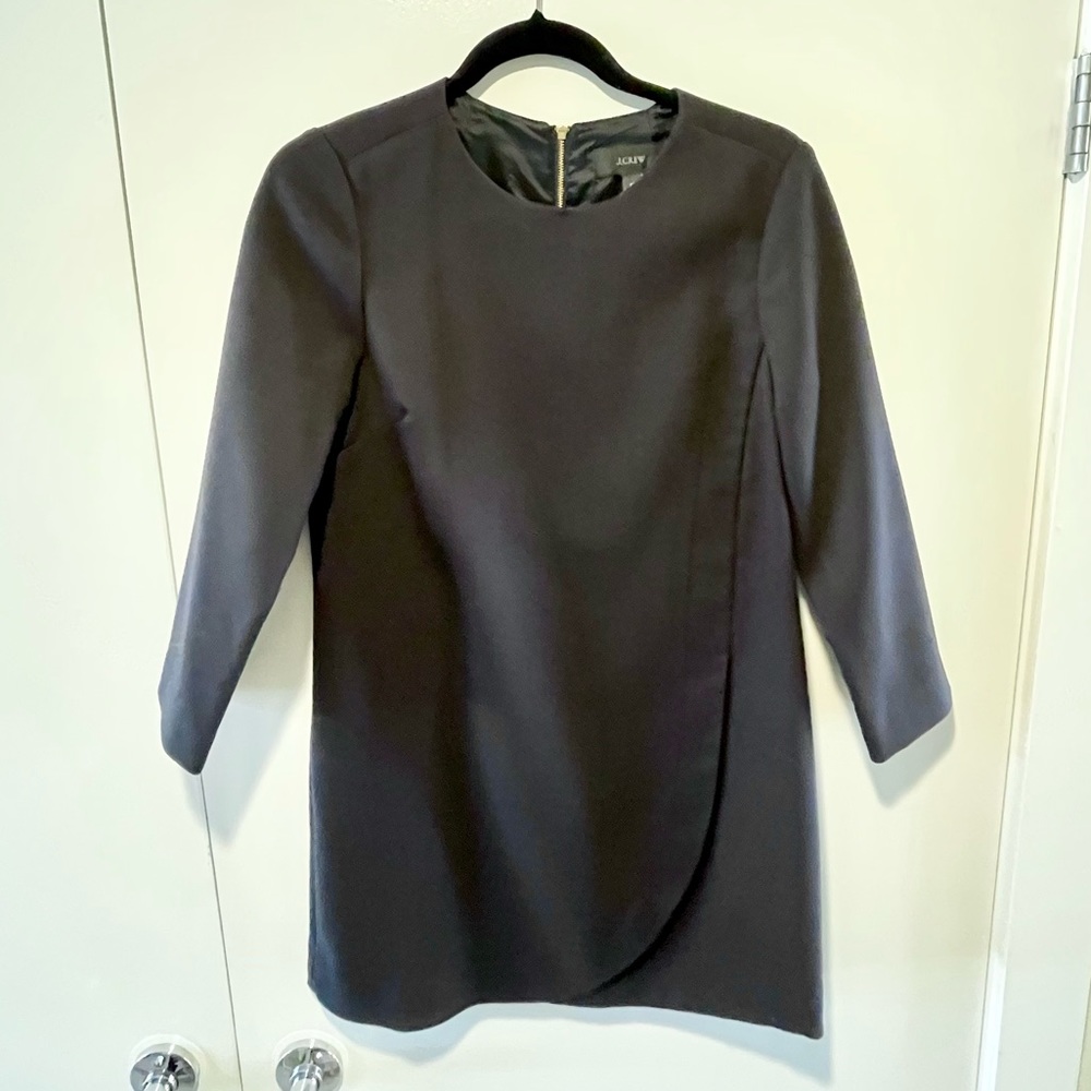 JCrew Tulip Suiting Black Dress Gold Zipper